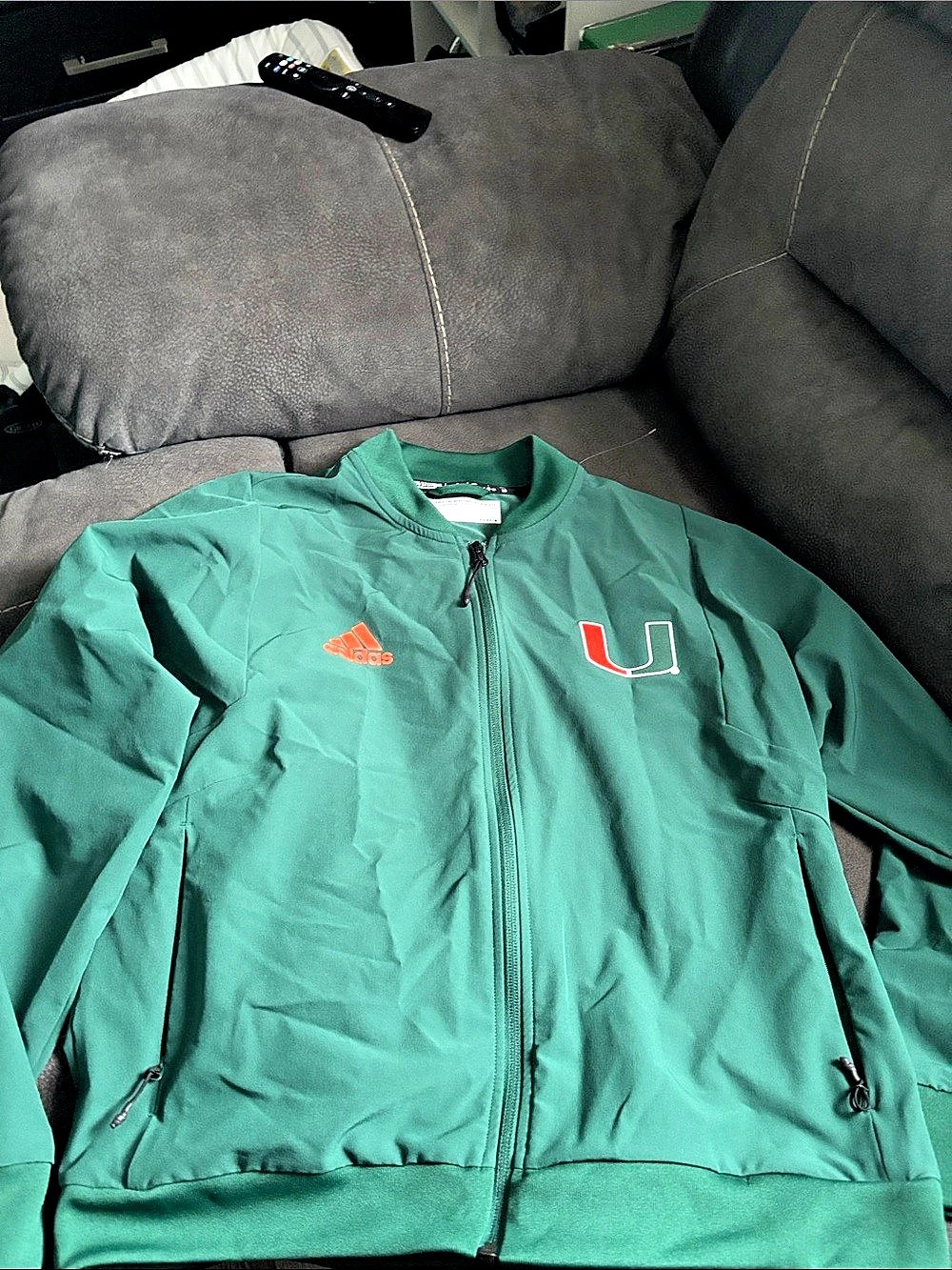 adidas University of Miami Full-Zip Jacket Green Size Large